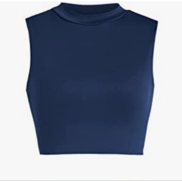 Women's Casual Sleeveless Summer Two Piece Outfits Crop Top and Side Split Drape - Picture 2 of 3